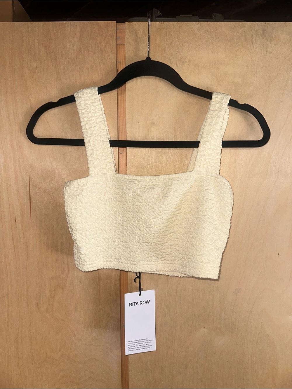 Rita Row Cream Textured Crop Top with Wide Straps